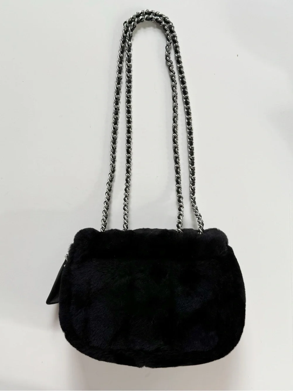 Coach Pillow Madison 18 Quilted Shearling Shoulder Bag in Black